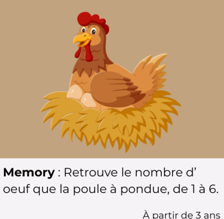 memory des chiffre de 1 à 6