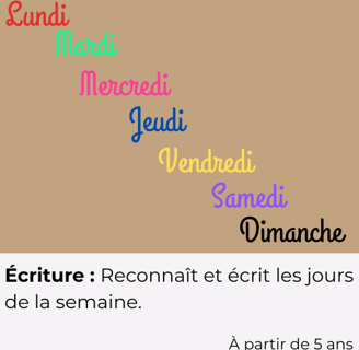 les  jours de la semaine