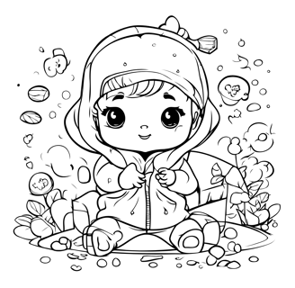 a little girl in a hoodie with a hoodie and a hoodie