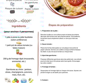 a recipe for a pizza with a recipe fiche illustrer