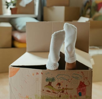 jouer avec une boîte en carton