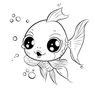 a fish with big eyes and a fish in the water