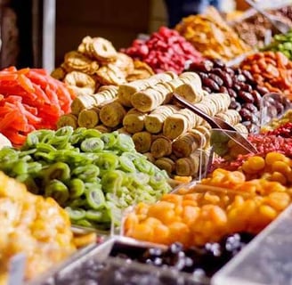 a variety of different types of candies and candies