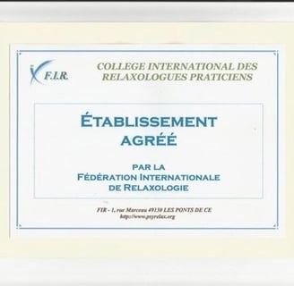 Certificat d'agrément au Collège Internatinal des Relaxologues délivré à Alcyon 86 par la F.I.R.