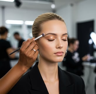 Applying makeup on client