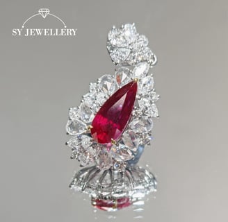 Ruby Diamond Pear Shape Necklace