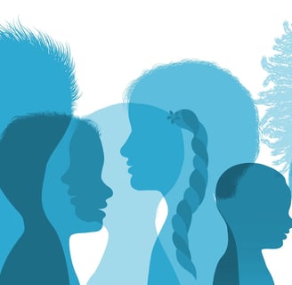 silhouettes of young people