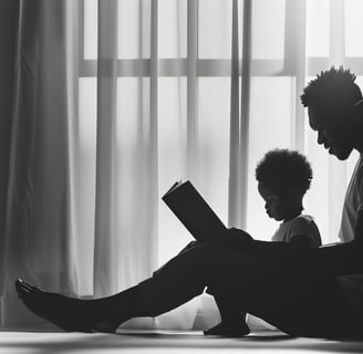 Ai Generated image of a father and child black and white setting