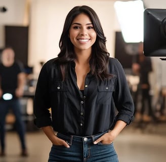 Agencia de modelos: modelo en sesión de grabación en estudio profesional