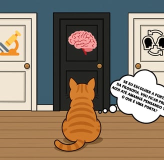 a cat sitting on a wooden floor in front of a door