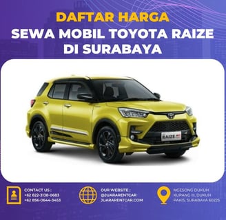 Harga Sewa Mobil Toyota Raize di Surabaya