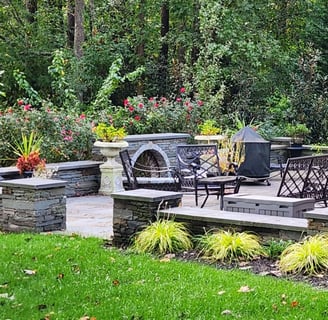 Patio space outdoor room created by The King's Garden Williamsburg VA