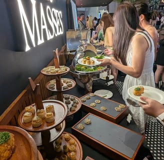 a buffet with food and drinks