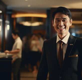 Hotel concierge staff welcoming guests to a Krabi luxury hotel in Thailand