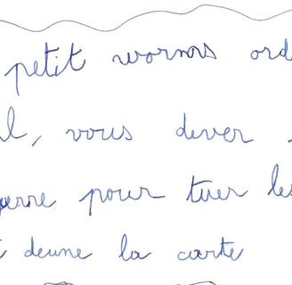 écriture d'un garçon de 8 ans après la graphothérapie