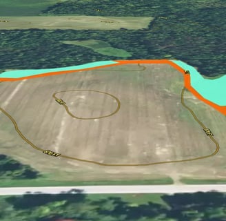 The orange represents switchgrass screening off the food plot in green. 