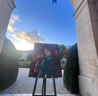 Le portrait de Marie Curie peint par Sébastien BOUCARD au ministère de l'ESR