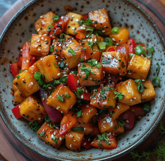 Vegetarische Gemüsepfanne mit Tofu