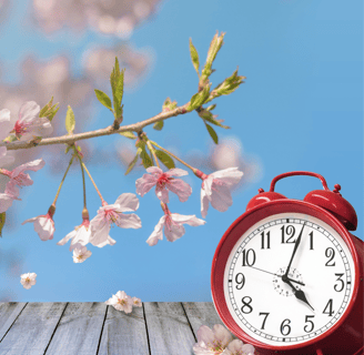Foto-con-fiori-di-pesco-e-sveglia-ora-legale-jpg
