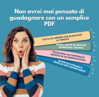Donna sorpresa che scopre come guadagnare online con un semplice PDF