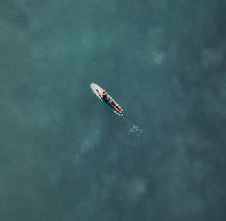 surfer in the middle of the sea on a surfboard