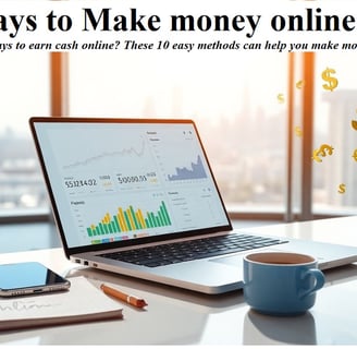 Laptop with financial data displayed, showcasing ways to make money online in 2025
