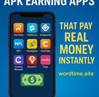 Top Apk earning apps. featured image. wordtime.site
