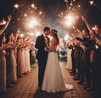 A wedding ceremony setup on a beach features an archway adorned with greenery and white flowers, surrounded by rows of white chairs arranged symmetrically facing the arch. The ocean waves gently roll in the background under a cloudy sky with a hint of sunlight breaking through the clouds along the horizon.