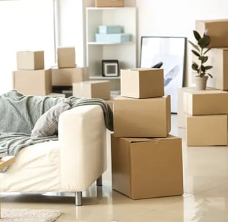 empty room or neatly stacked moving boxes