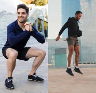 a man doing squat jumps
