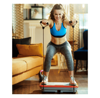 Woman using a vibration plate to help maximize her workout