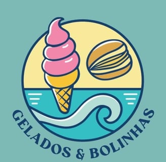 a logo for a restaurant called gelados e bolinhas