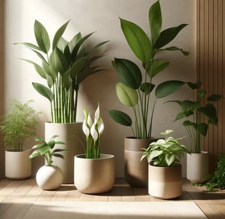 indoor plants in a japandi setting