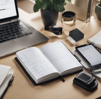 um laptop e um celular em cima da mesa