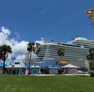 Pulling up to the cruise terminal on boarding day