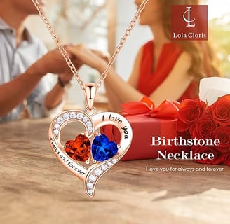 Jewelry for Women with 2 Birthstones, Customized Gifts for Mom