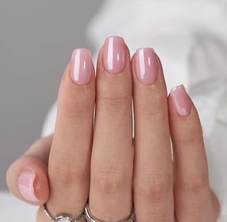 Pink short nails Valentine’s Day false nails with chrome finish perfect for elegant and festive look
