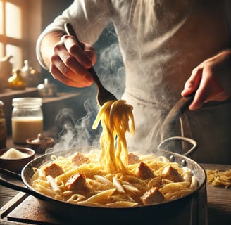 Cooking Marry Me Chicken Pasta – sautéed chicken, creamy Parmesan sauce, and pasta preparation.