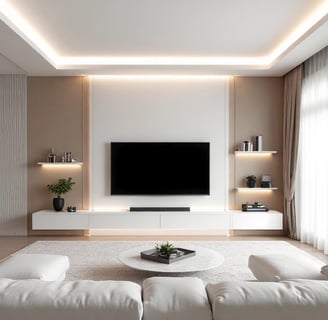 a living room with a couch and a tv