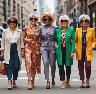 six women leaning on white wall
