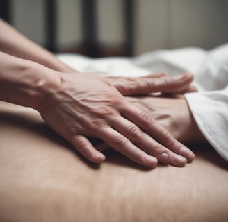a person holding their hands on a woman's back
