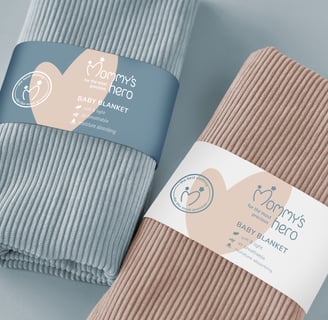 Cute and gentle Logo and Brand Identity for baby store Mommy's Hero, packaging