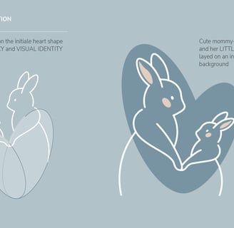 Cute and gentle Logo and Brand Identity for baby store Mommy's Hero, bunnies illustration, mother and baby