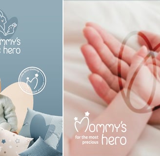 Cute and gentle Logo and Brand Identity for baby store Mommy's Hero, hand in hand