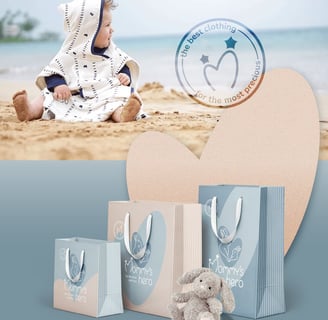 Cute and gentle Logo and Brand Identity for baby store Mommy's Hero, branded bags