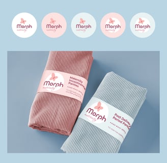 Pregnancy care brand identity and logo, packaging
