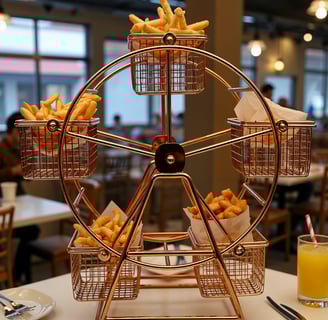 Ferris wheel rotating snack rack – six-basket metal display organizer