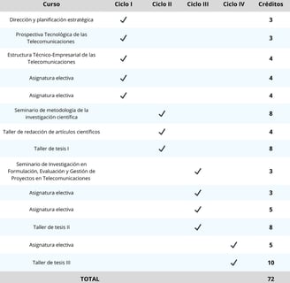 Plan de estudios de la Maestría en Dirección Estratégica de las Telecomunicaciones: estrategia