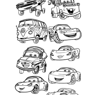 Alle cars karakters kleurplaat