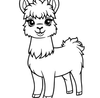 Kleurplaat van een alpaca, simpel